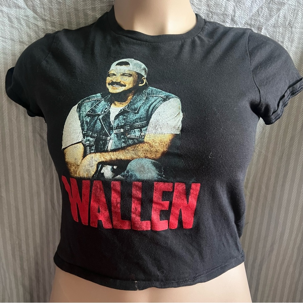 Black Graphic T-Shirt with Red Lettering